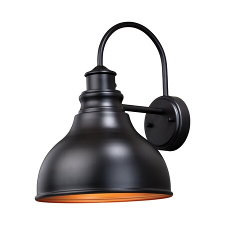 Vaxcel Delano 1 Light Dusk to Dawn Bronze Gold Farmhouse Barn Dome Outdoor Wall Lantern T0314